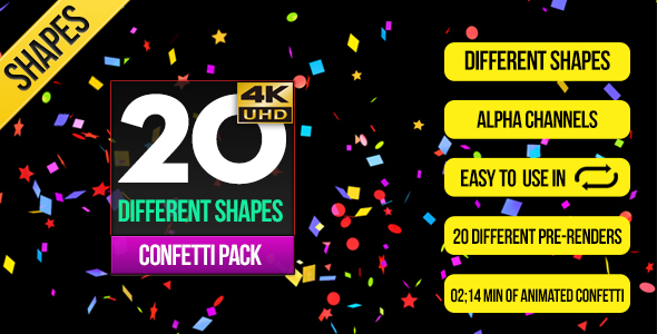 20 Confetti Different Shapes 4K