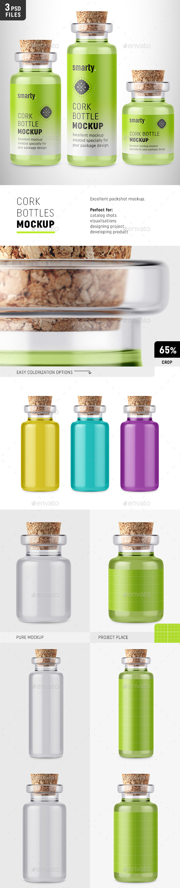 Glass Bottle with Cork Mockup
