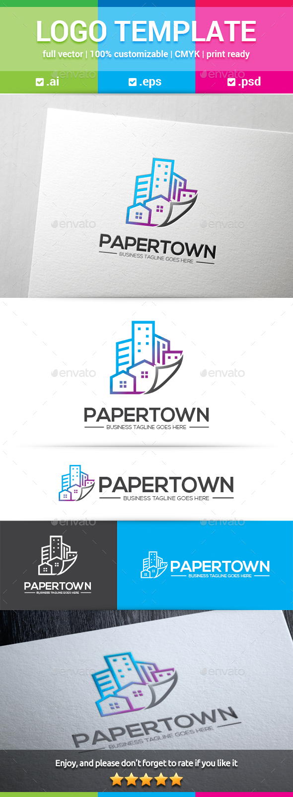 Paper Town Logo - Buildings Logo Templates