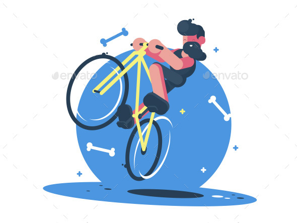 Active Dude Rides Bicycle