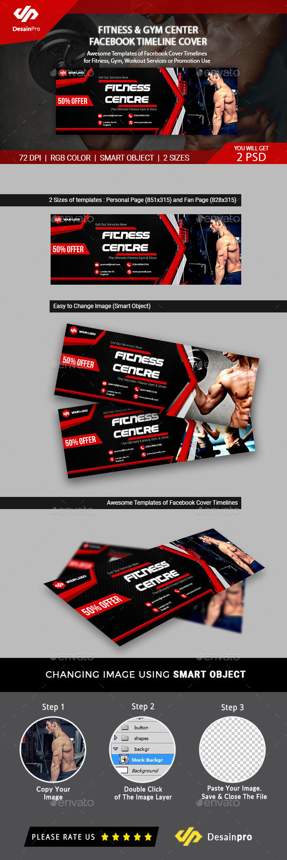 Fitness & Gym Facebook Cover Timeline by DesainPro ...