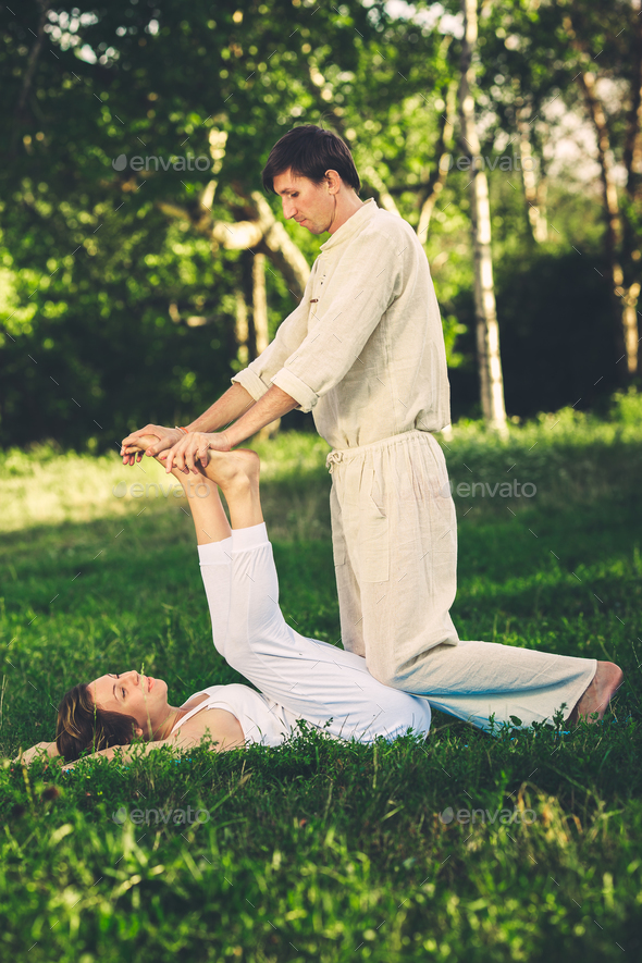 Thai massage with yoga exercises