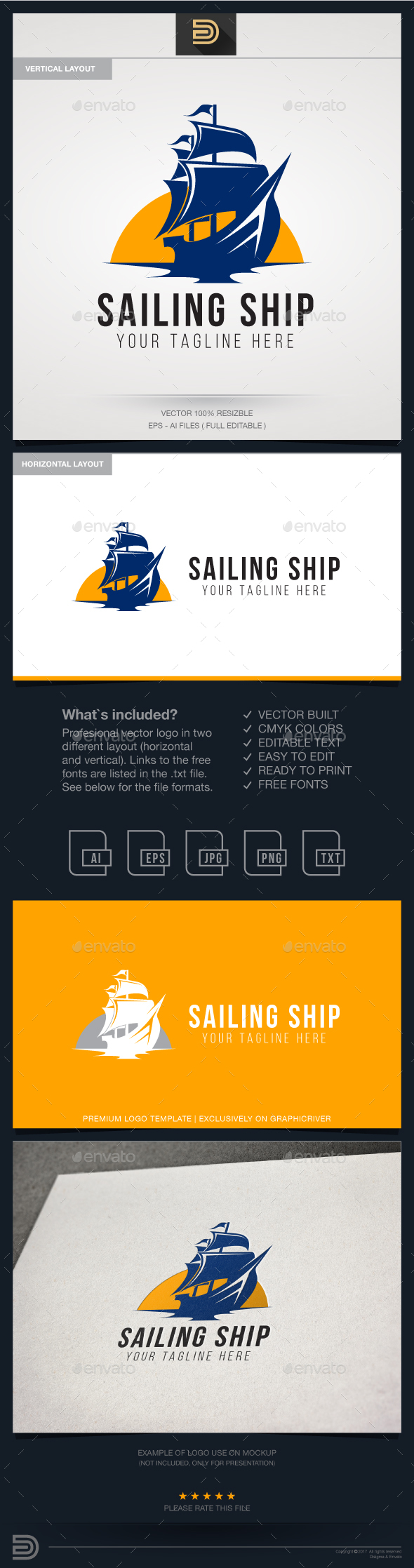Sailing Ship Logo - Objects Logo Templates