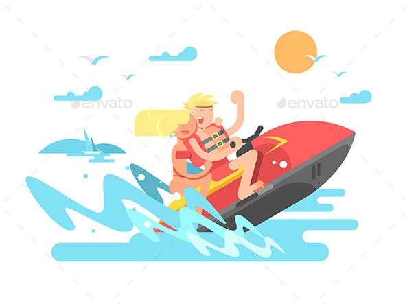 Couple on Hydrocycle - Sports/Activity Conceptual