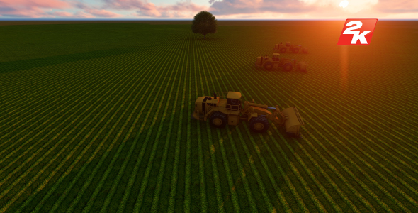 Sunset Tractor On The Field