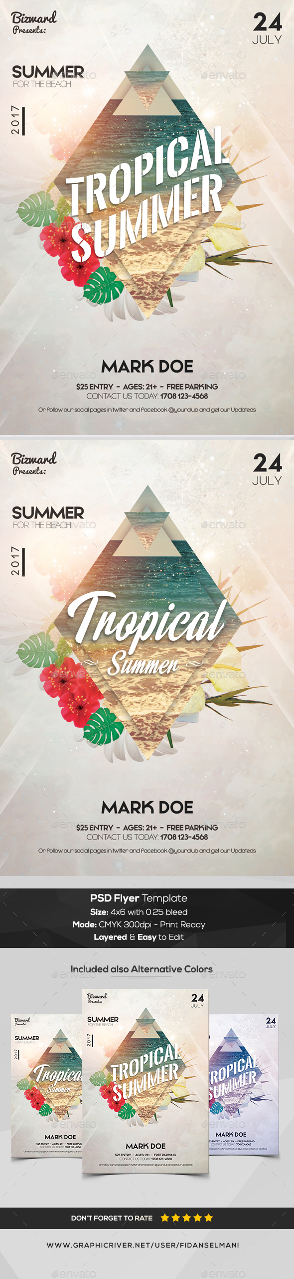 Tropical Summer - PSD Flyer Template - Events Flyers