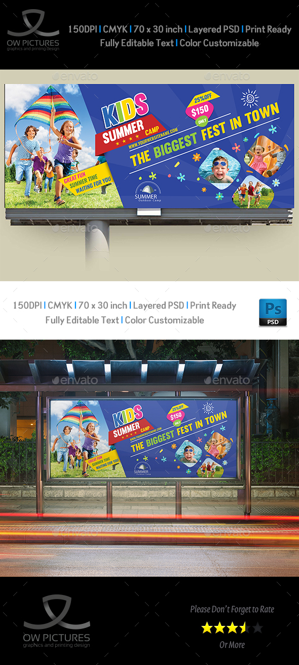 Kids Summer Camp Billboard Template