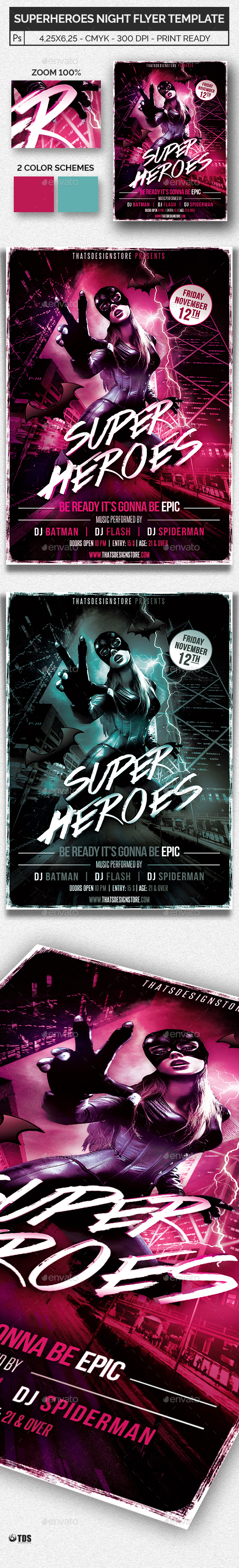 Superheroes Night Flyer Template - Clubs & Parties Events
