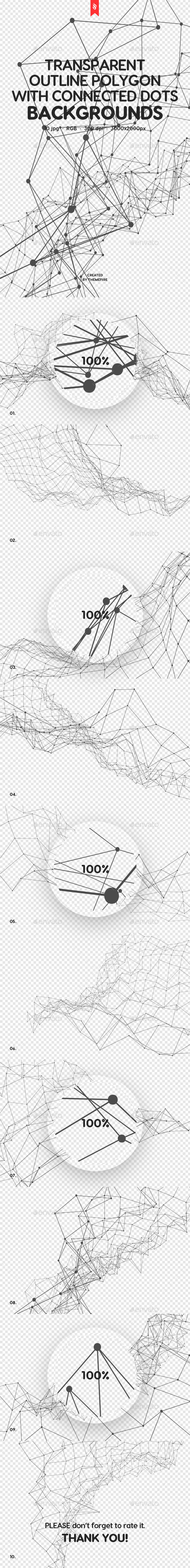 Transparent Outline Polygon with Connected Dots Backgrounds
