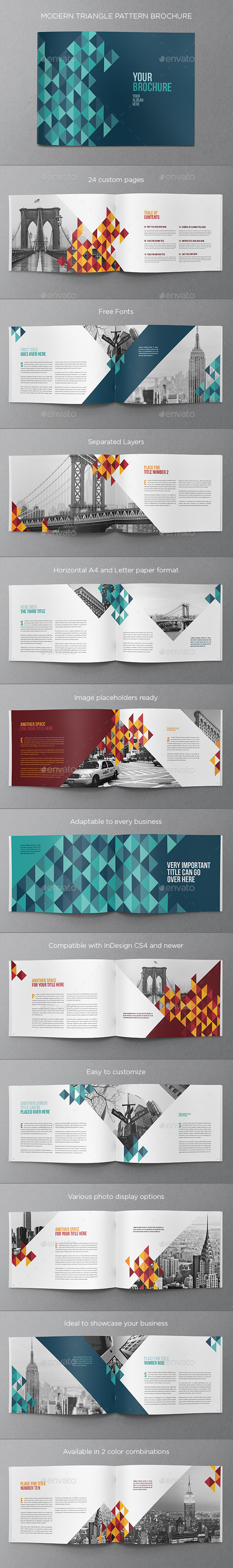 Colorful Triangle Pattern Brochure - Brochures Print Templates