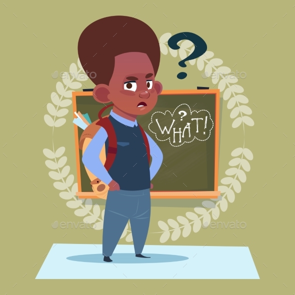 Small African American School Boy Standing - Miscellaneous Vectors