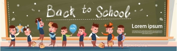 Back To School Group Of Small Pupils Girls - Miscellaneous Vectors
