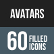Avatars Flat Round Corner Icons
