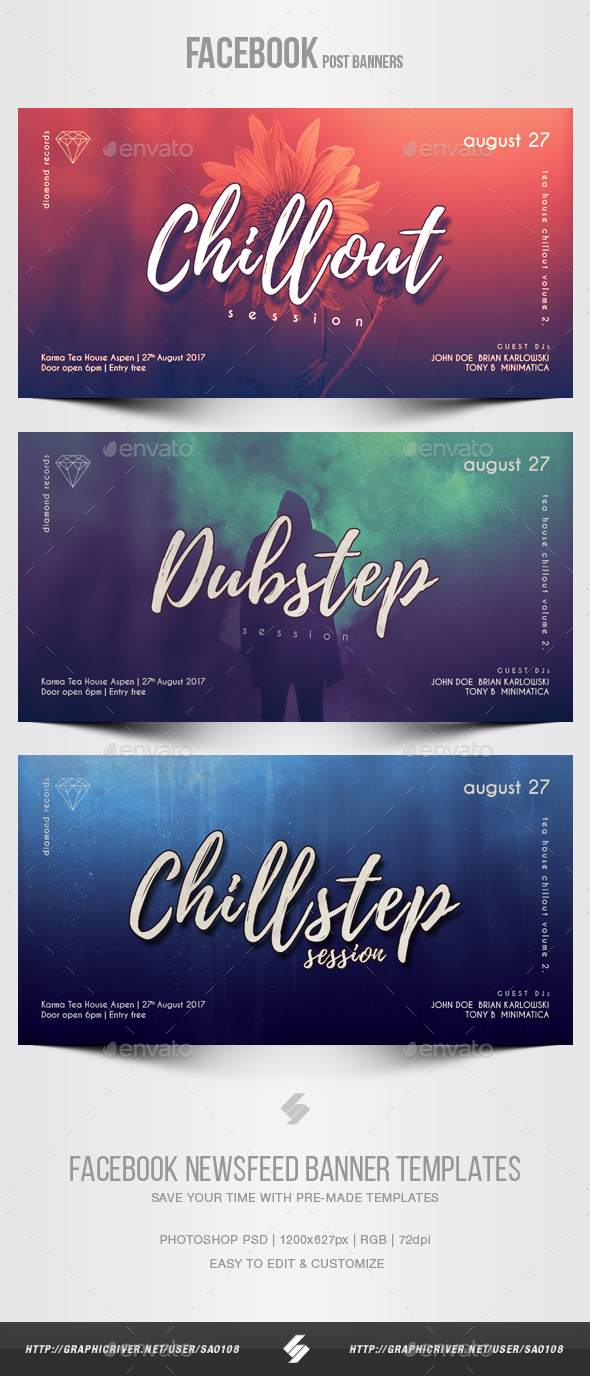 Electronic Music Party vol.25 - Facebook Post Banner Templates - Social Media Web Elements