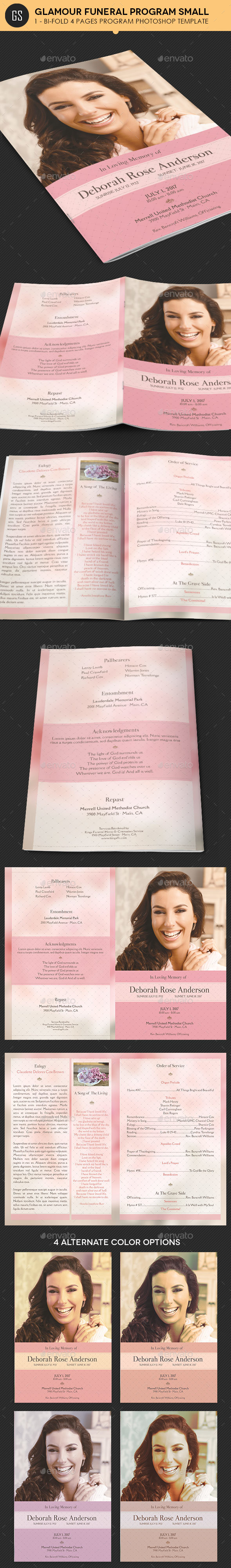 Glamour Funeral Program Small Template - Informational Brochures