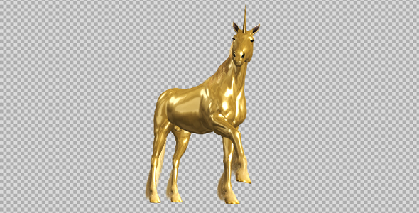 Golden Unicorn  - Stamping Hoof - Angle View alt