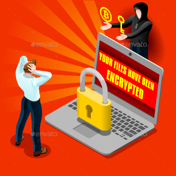 Cyber Computer Attack Email Malware Isometric Detailed Vector - Computers Technology