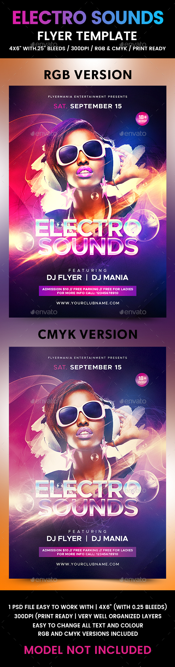 Electro Sounds Flyer Template - Flyers Print Templates
