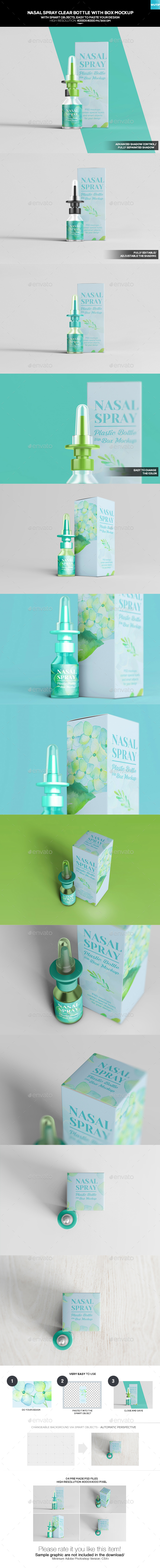 Download Nasal Spray Clear Bottle With Box Mockup By Wutip Graphicriver