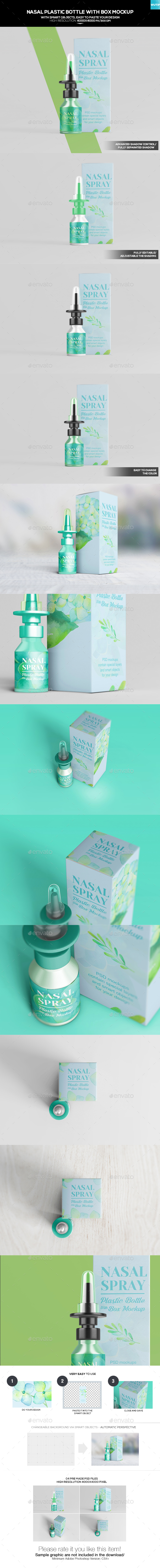 Download Nasal Plastic Bottle With Box Mockup By Wutip Graphicriver