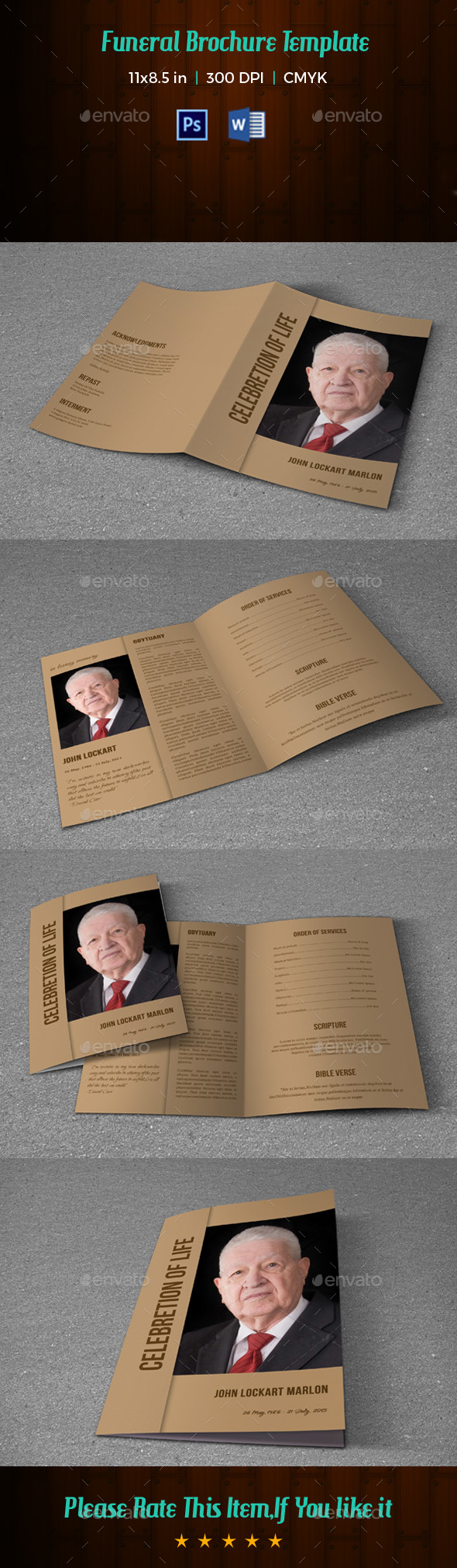 Funeral Program Template V180 - Informational Brochures