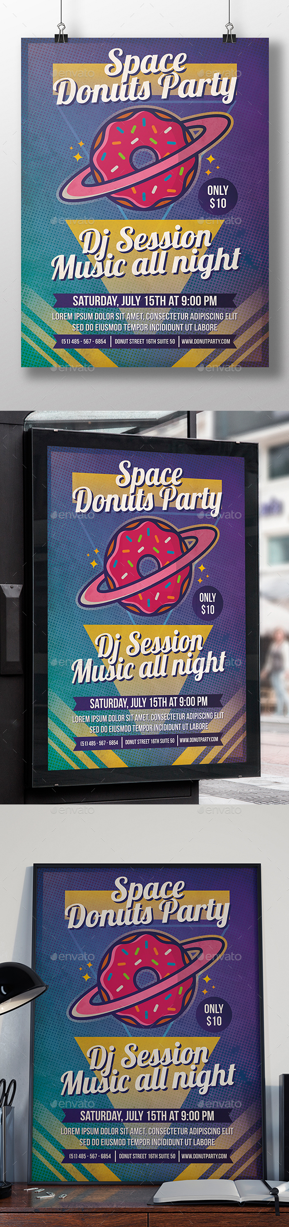 Planet Donuts Flyer Template - Clubs & Parties Events