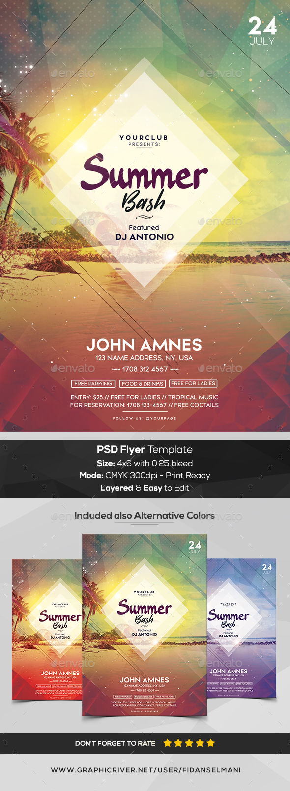 Summer Bash - PSD Flyer Template - Events Flyers