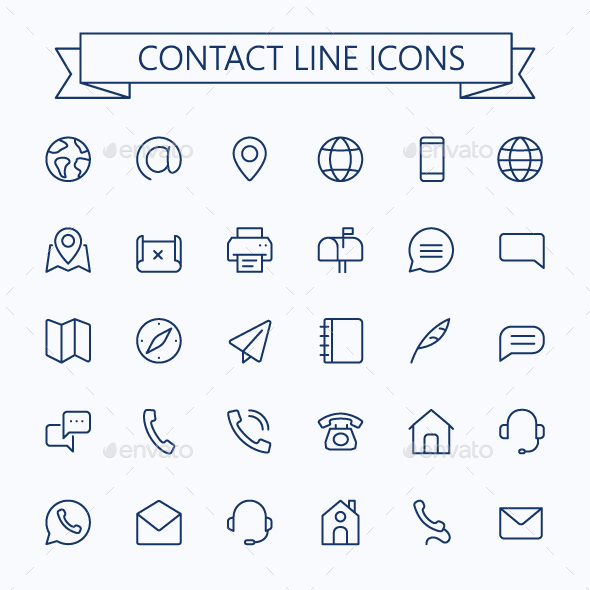 Contact Line Mini Icons. Editable Stroke. 24x24 - Icons