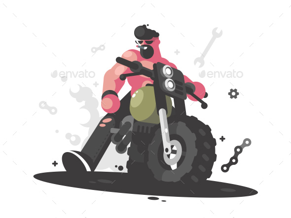 Biker on Motorcycle - Miscellaneous Vectors