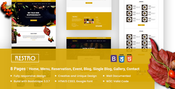 RESTRO - Responsive Cafe & Restaurant Template