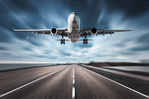 Airplane and road with motion blur effect