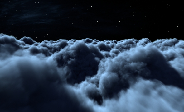 Fly Through The Night Clouds With Full Moon