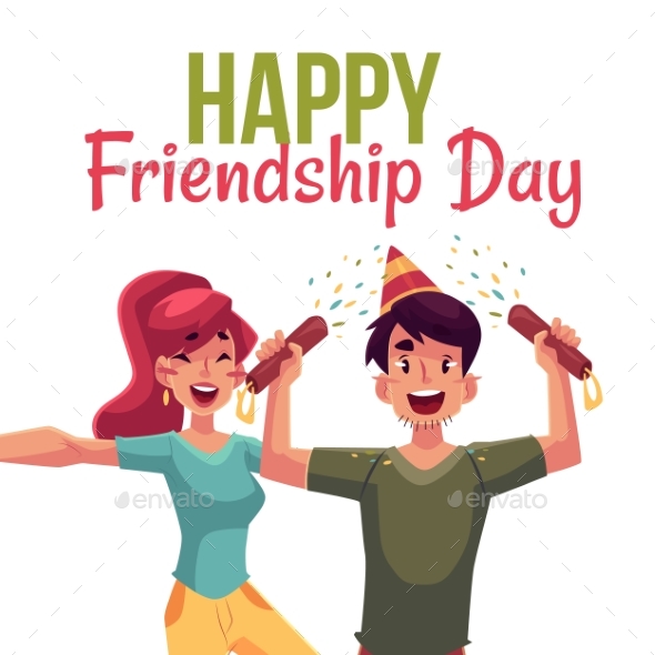 Happy Friendship Day Greeting Card - People Characters
