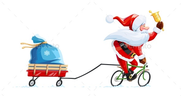 Santa Claus with Bell and Bicycle