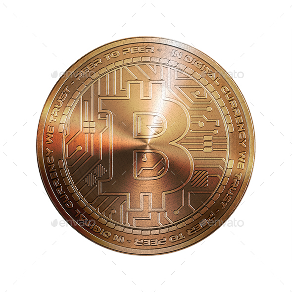 Copper Bitcoin Isolated on White Background 3d
