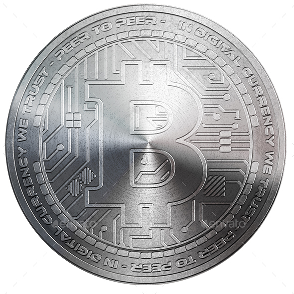 Silver Bitcoin Isolated on White Background 3d