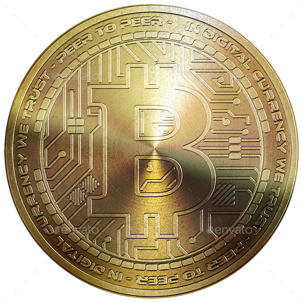Golden Bitcoin Isolated on White Background 3d