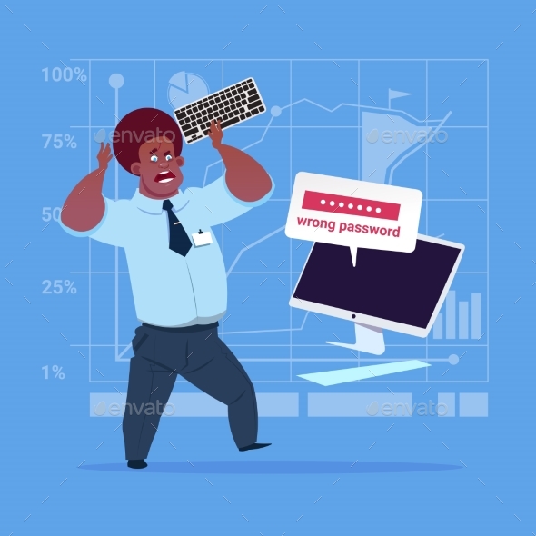 Business Man Inputting Incorrect Password - Computers Technology