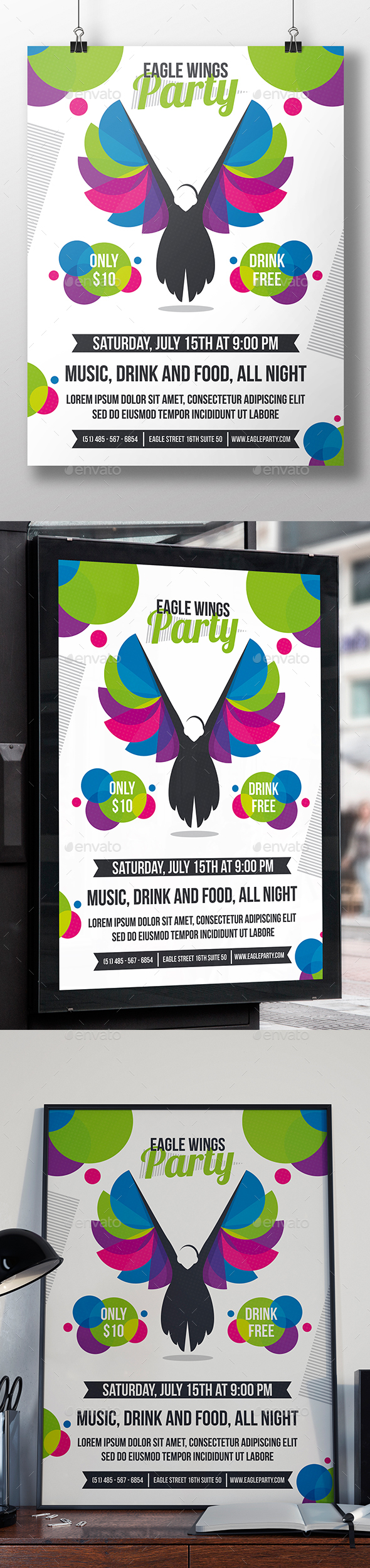 Eagle Wings Flyer Template - Clubs & Parties Events