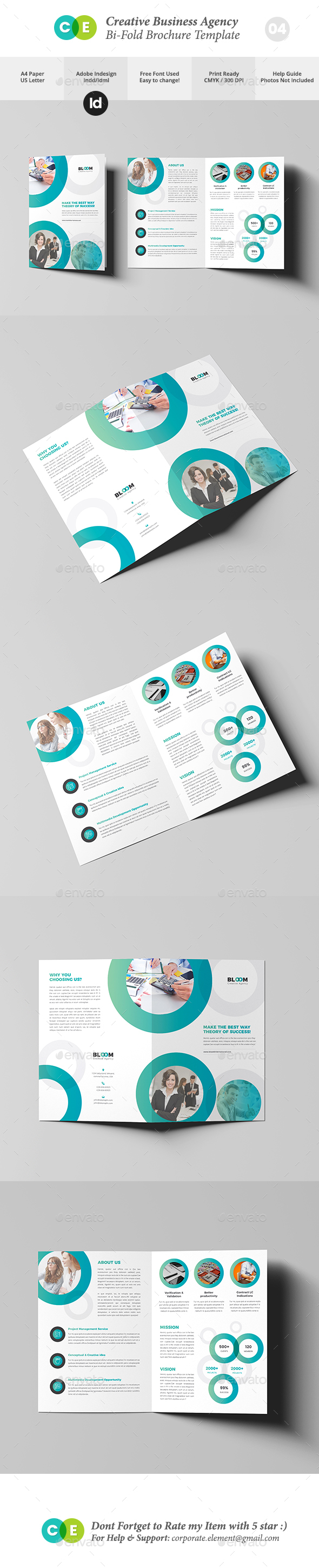 Business Creative Agency Bi-Fold Brochure V04 - Brochures Print Templates