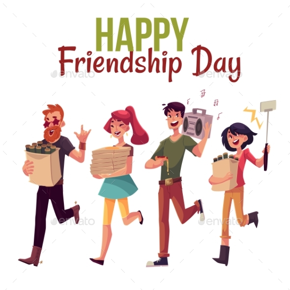 Happy Friendship Day Greeting Card - People Characters