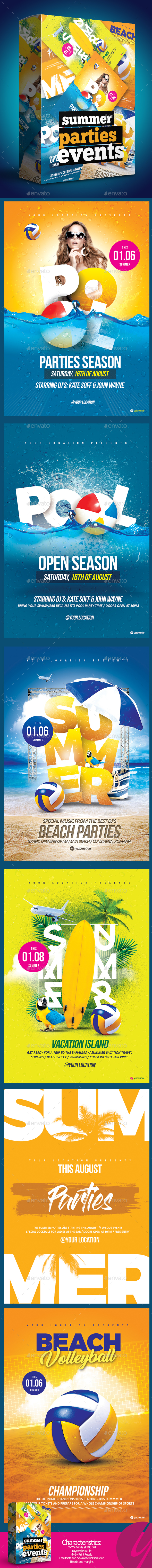 Insane Summer Parties Bundle - Events Flyers