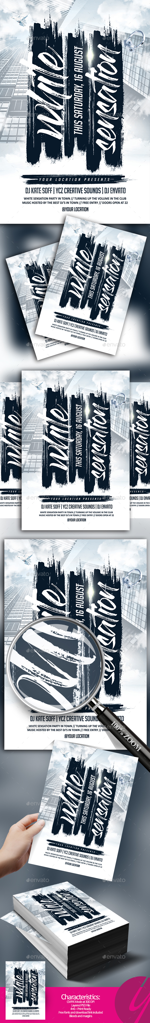 White Sensation Code Flyer - Clubs & Parties Events