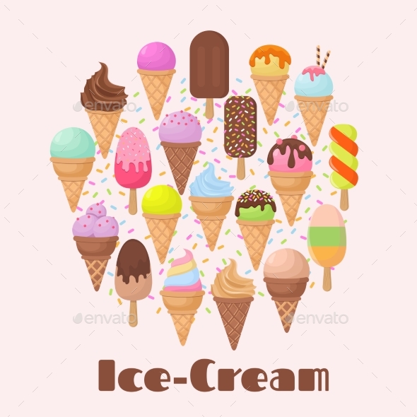 Cartoon Ice Cream Summer Dessert Vector Icons