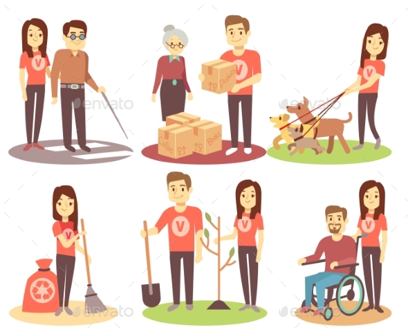Volunteering and Supporting People Vector Flat - People Characters