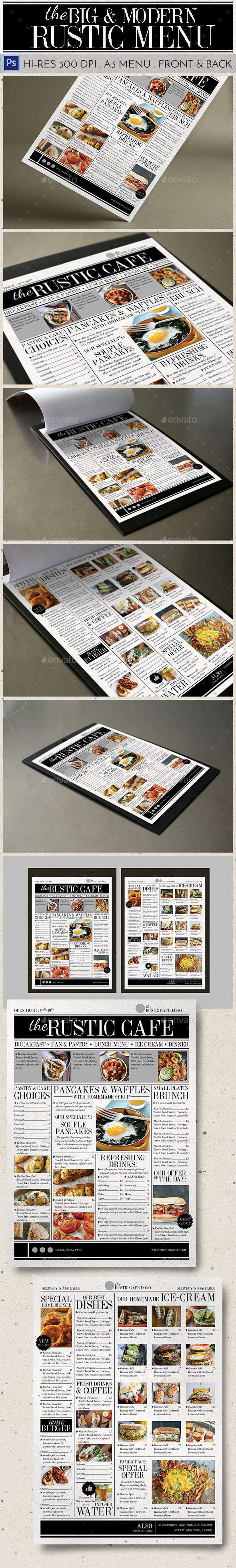 Big & Modern Rustic Menu - Restaurant Flyers