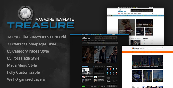 Treasure | Blog and Magazine PSD Template