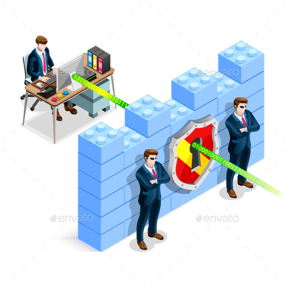 Vector Isometric Firewall Anti Virus Defense - Vectors