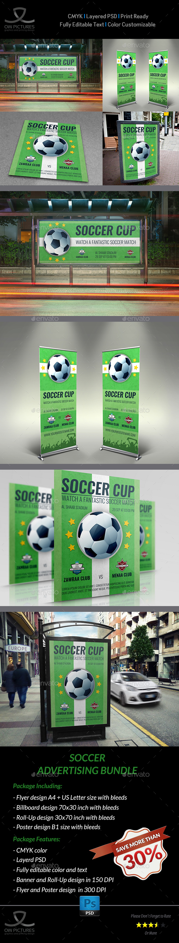 Soccer Advertising Bundle - Signage Print Templates