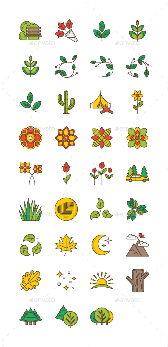 35 Nature & Outdoors Icons - Objects Icons
